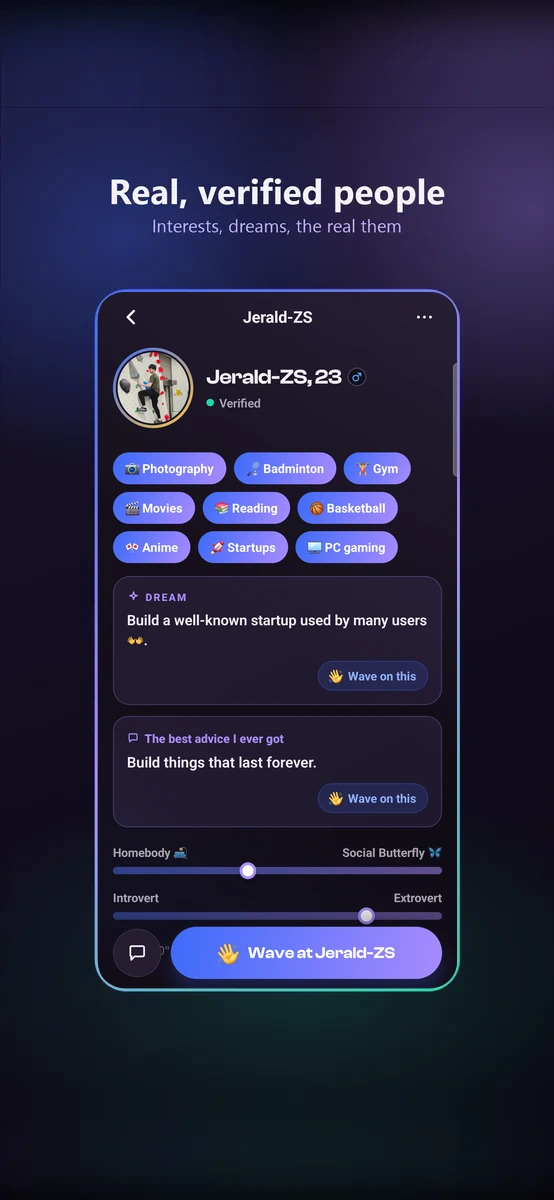 Real, verified people, a ZSocial profile