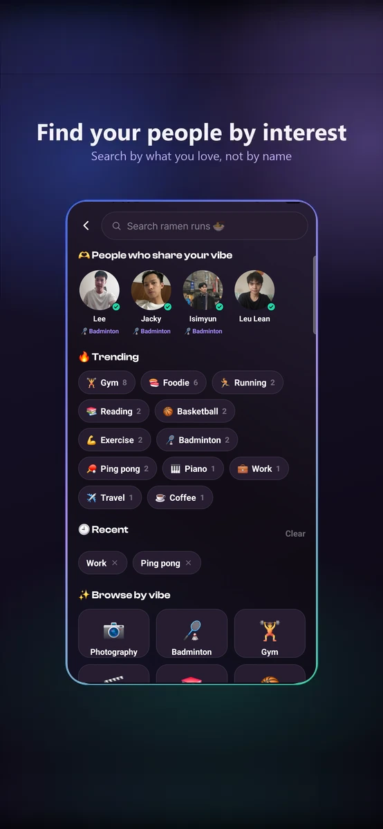Search people by interest